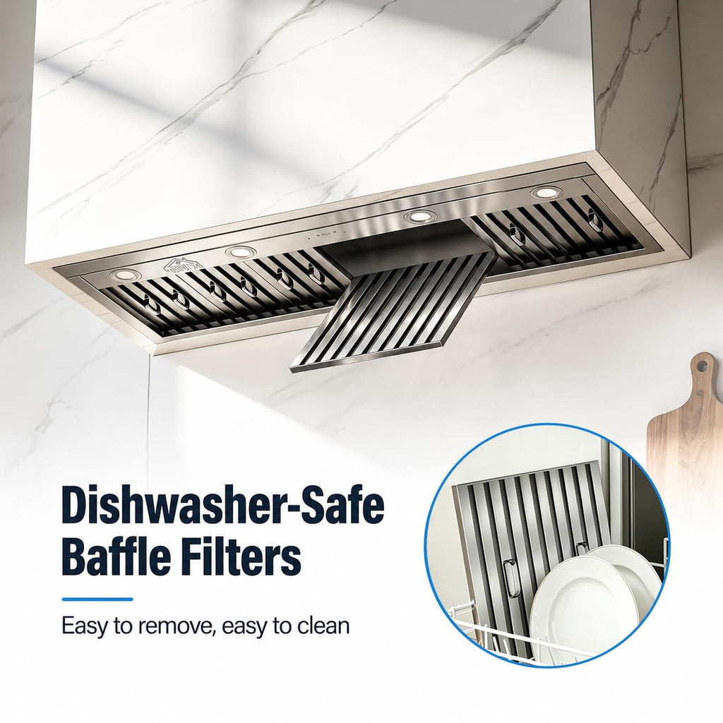 48 inch Stainless Steel Built-in Range Hood with Liner and Baffle Filter U3865