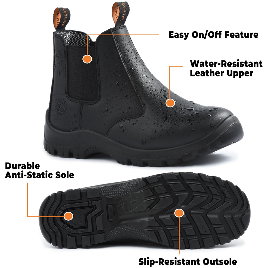 Slip On Steel Toe Waterproof Work Boots W892701