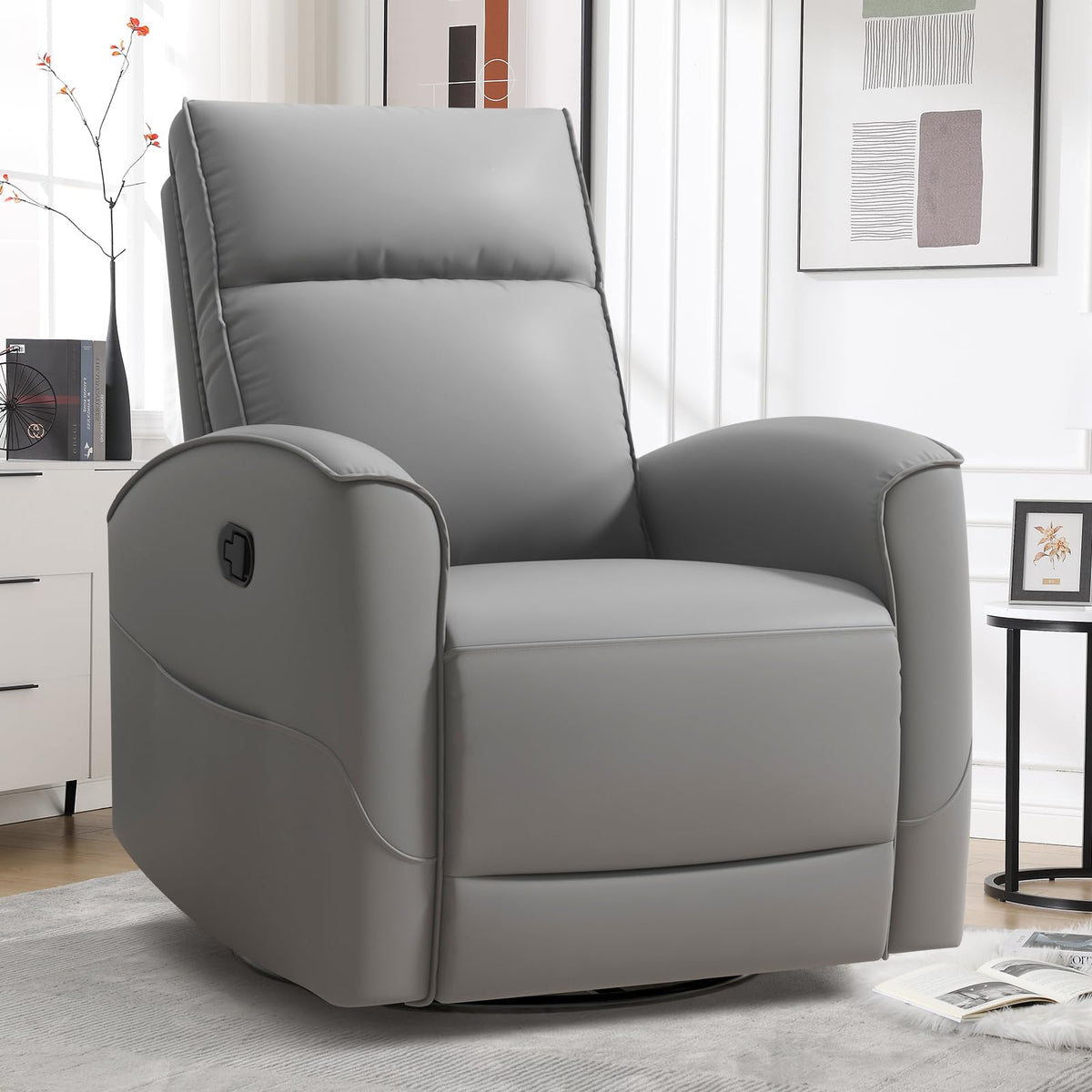Manual Faux Leather Swivel Rocker Recliner Chair G154522