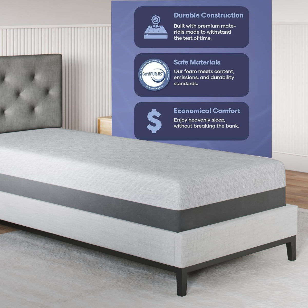 8 Inch Twin Gel Memory Foam Mattress G741