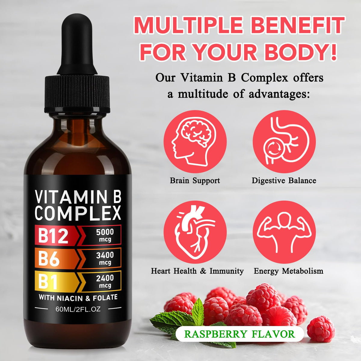Vitamin B12 Complex Drops 5000mcg 2 Packs J3620