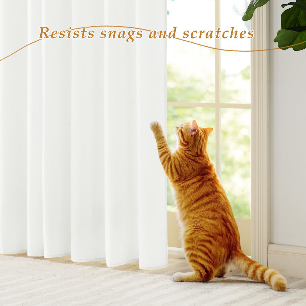 White 84 inches Long Semi Sheer Curtains N503