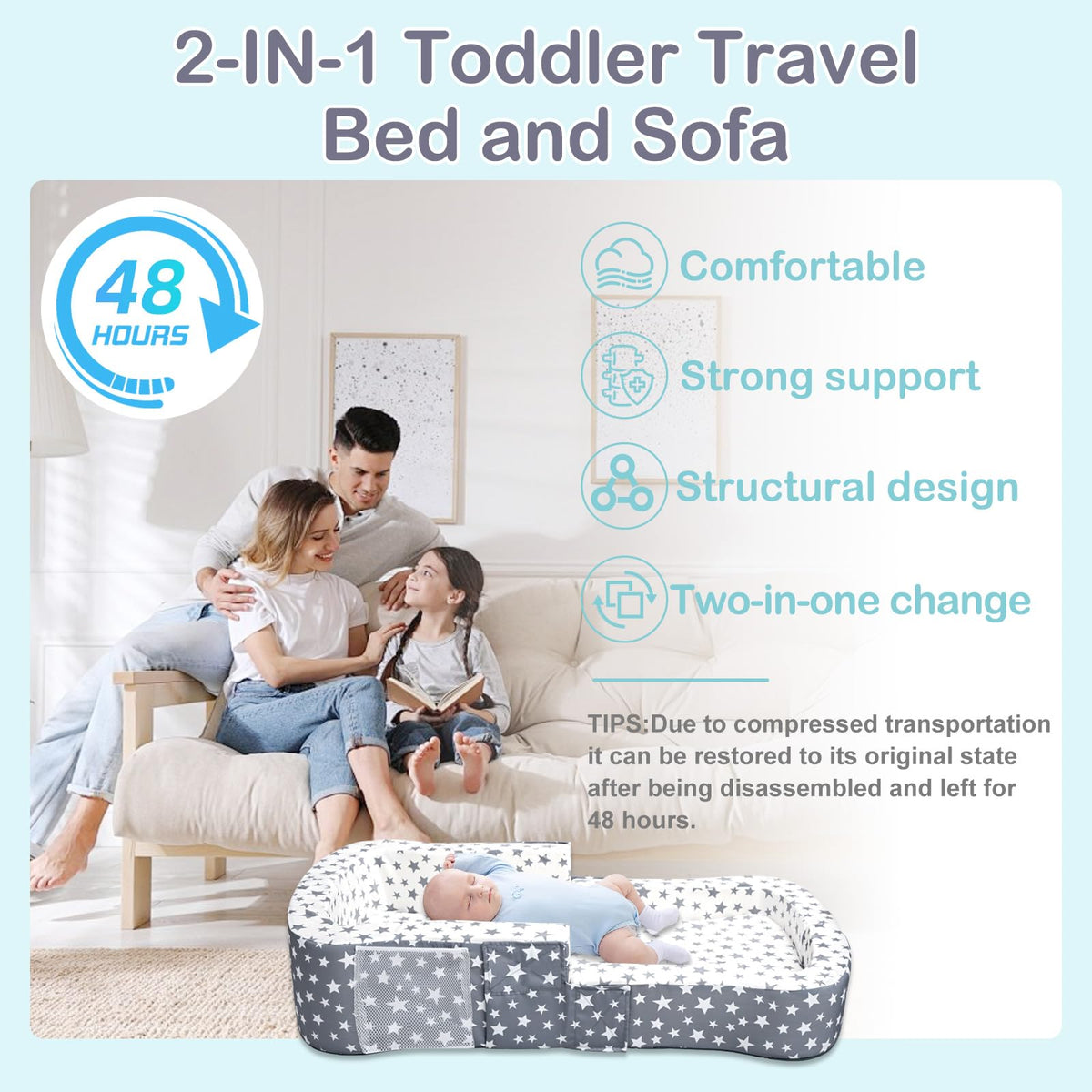 Portable Toddler Travel Bed & Chair 2-in-1 N14306