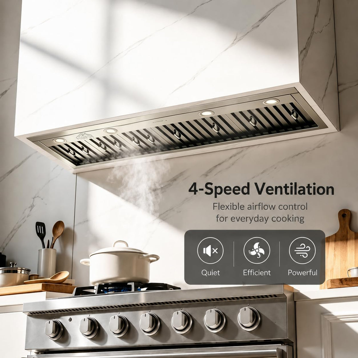 48 inch Stainless Steel Built-in Range Hood with Liner and Baffle Filter U3865