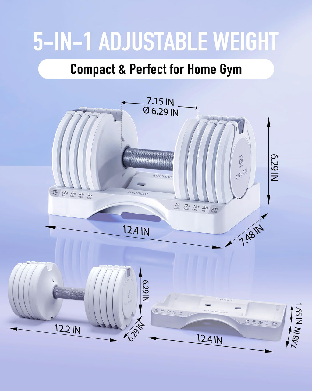 Adjustable Dumbbell 5-in-1 White M4591