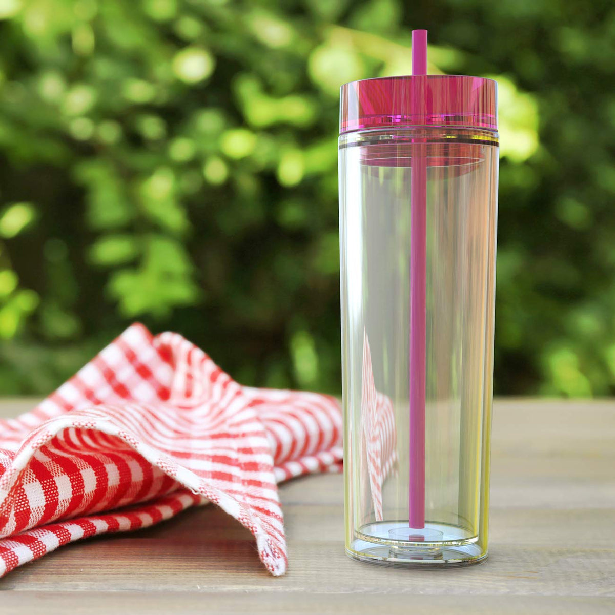 Clear 16oz Insulated Double Wall Acrylic Tumbler with Lid and Straw Z55370