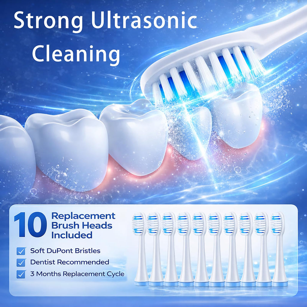 2 Pack Electric Toothbrush with 10 Replacement Brush Head D5690