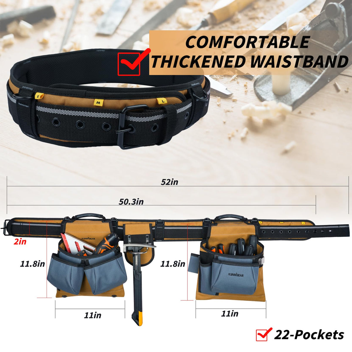Khaki Carpenter Tool Belt with Suspenders I62299
