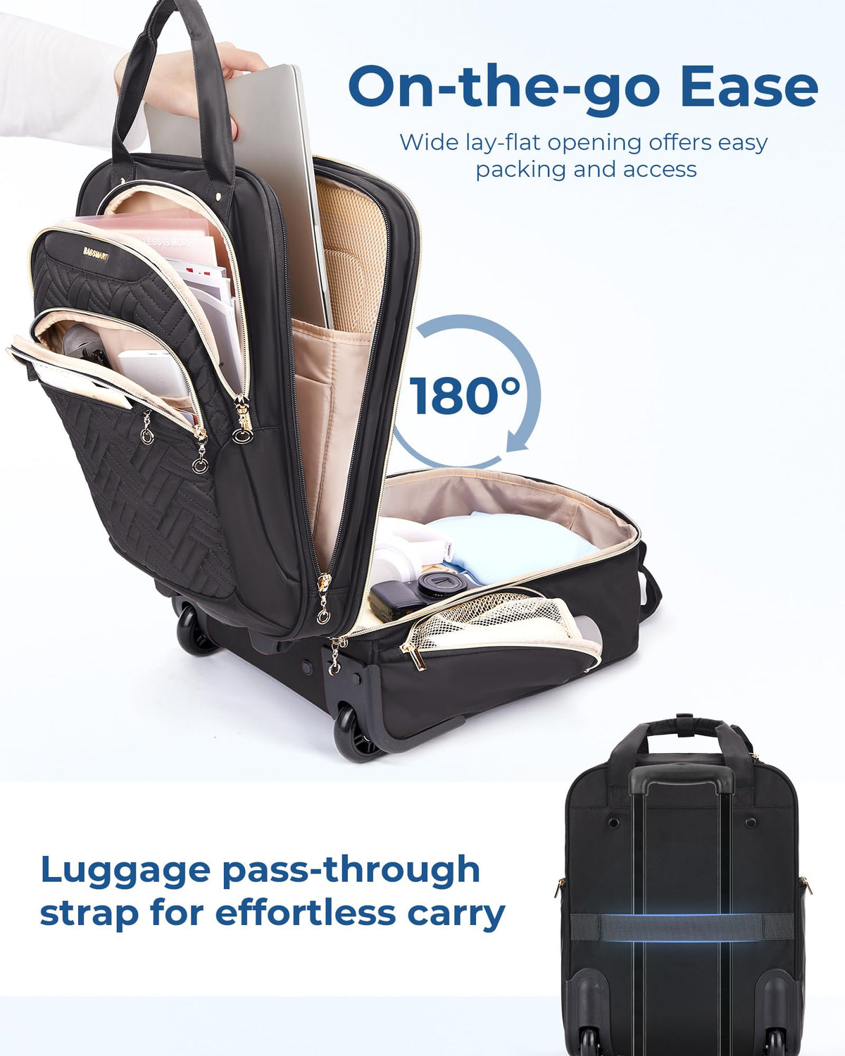 16" Softside Underseat Carry On Luggage with Wheels, Black J3649