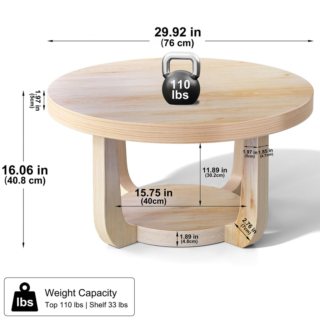 Round 2-Tier Coffee Table with Storage S6589