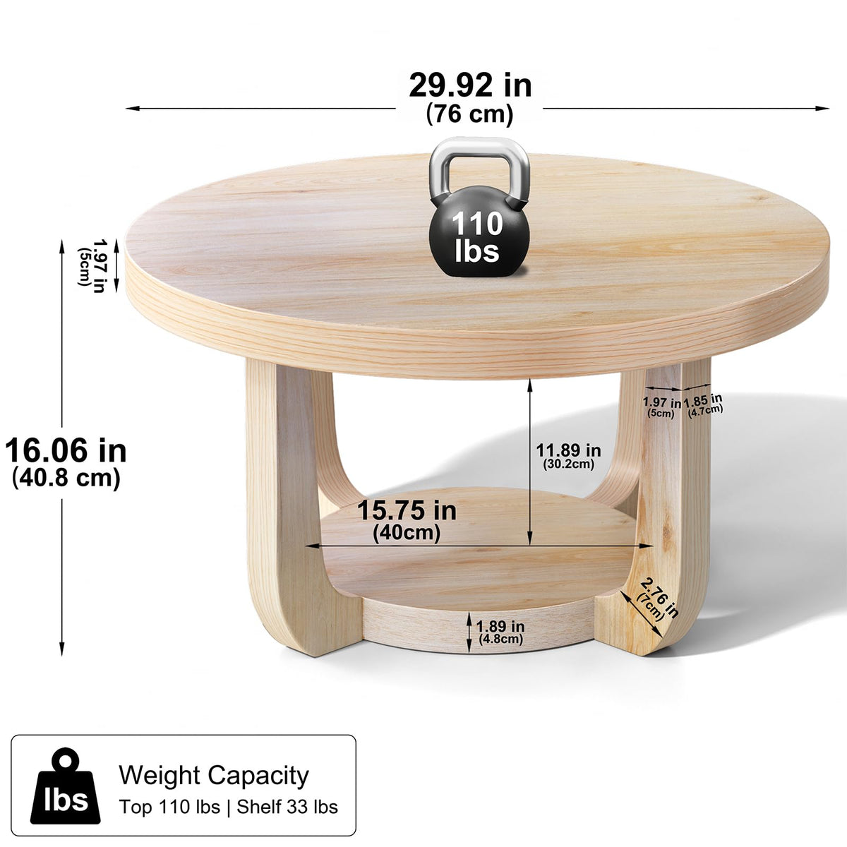 Round 2-Tier Coffee Table with Storage S6589