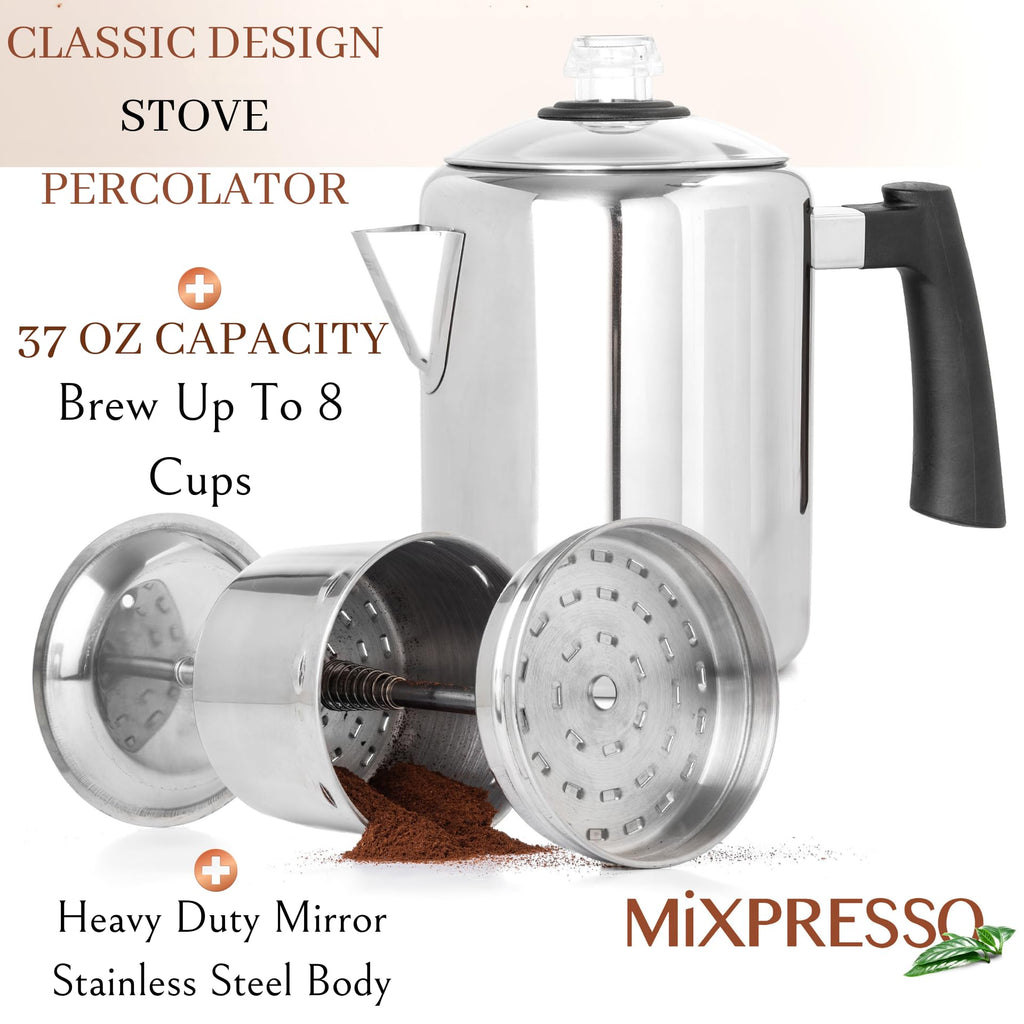 5-8 Cup Stainless Steel Stovetop Coffee Percolator N557312