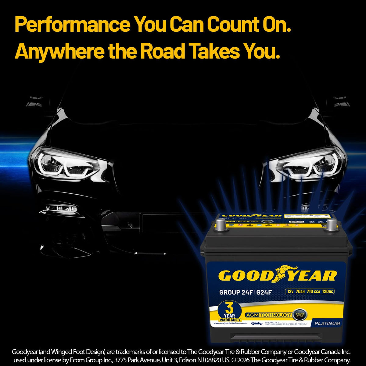 24F 12V 70 AH 710 CCA AGM Automotive Battery O31330