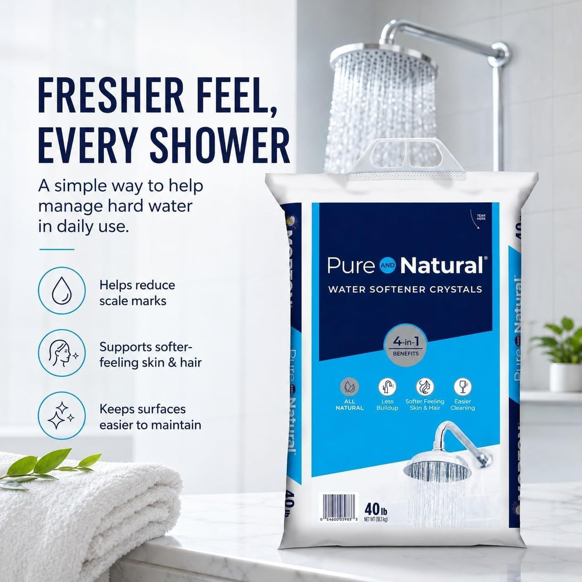Natural Water Softener Salt Crystals 40 lb Bag 3 Pack G695