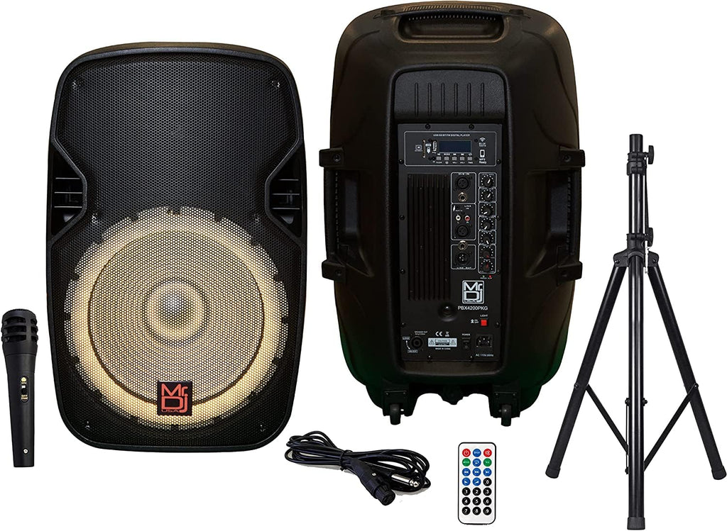 15" 2-Way Powered Bluetooth Karaoke Speaker with Speaker Stand R543