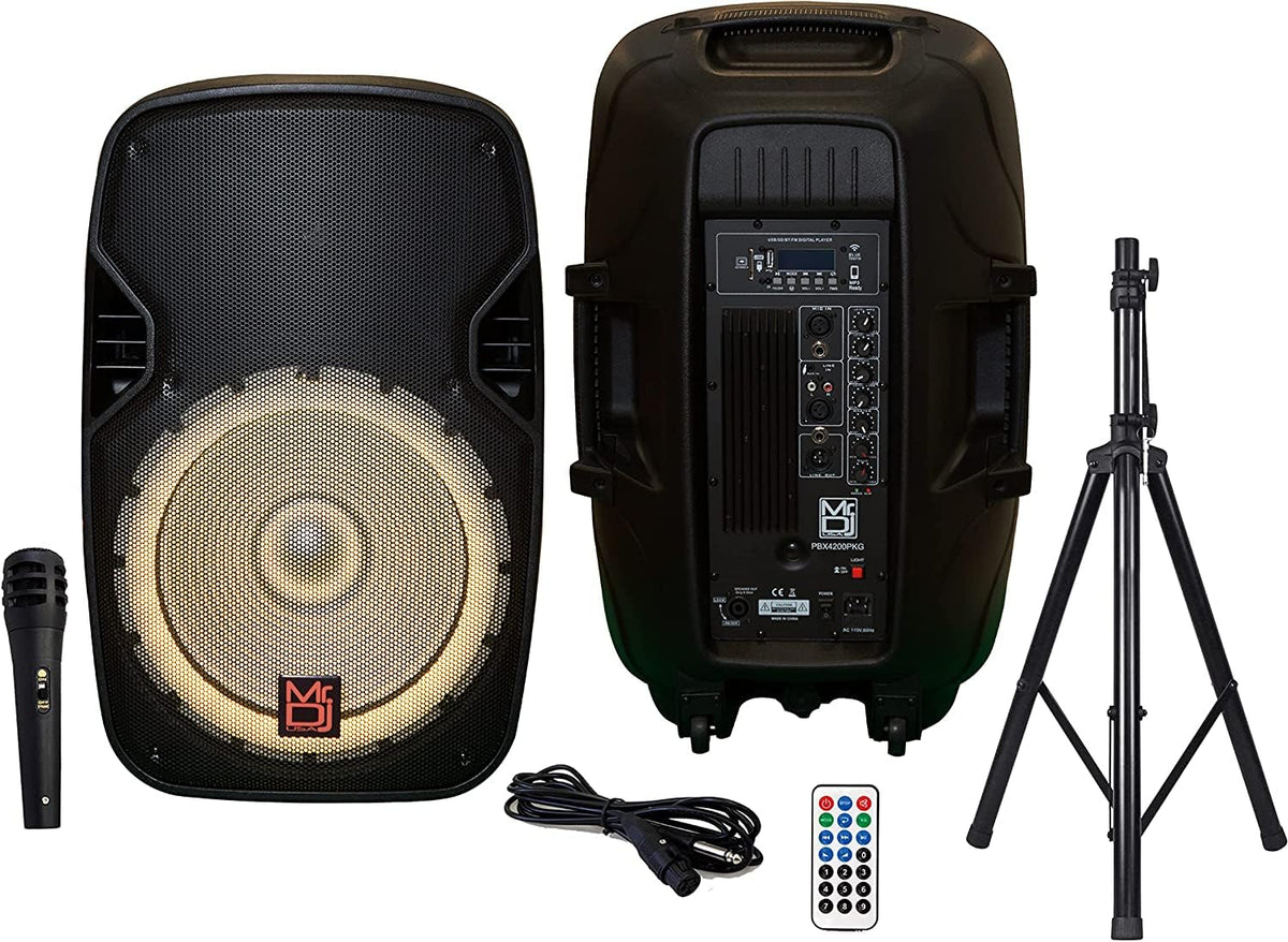 15" 2-Way Powered Bluetooth Karaoke Speaker with Speaker Stand R543