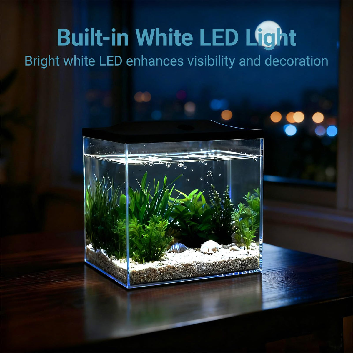 0.8-Gallon Small Plastic Fish Tank with LED Lighting R56916