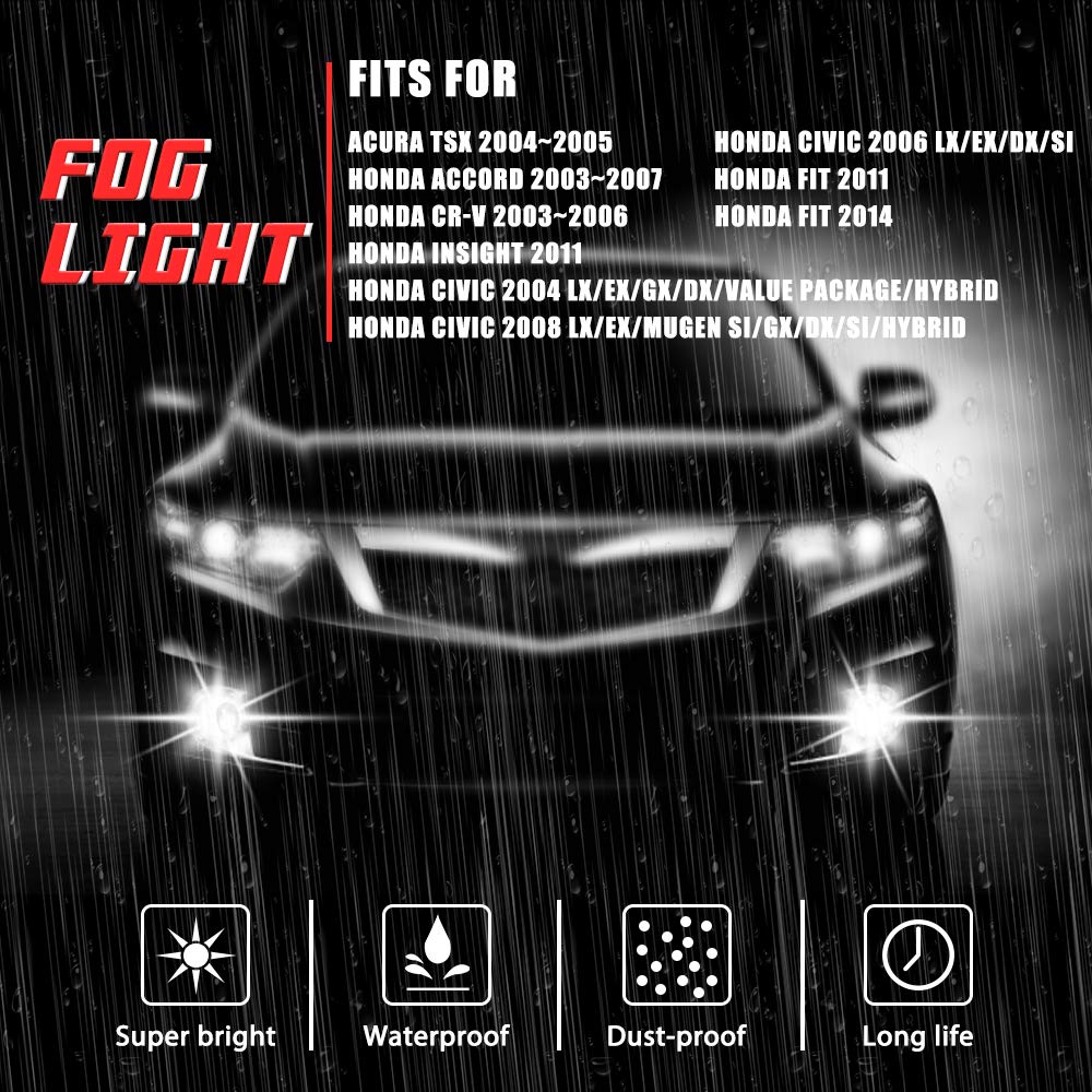 Driving Fog Lights Lamps Replacement with H11 12V 55W Halogen Bulbs & Wiring Harness Kit (Clear Lens) D4580