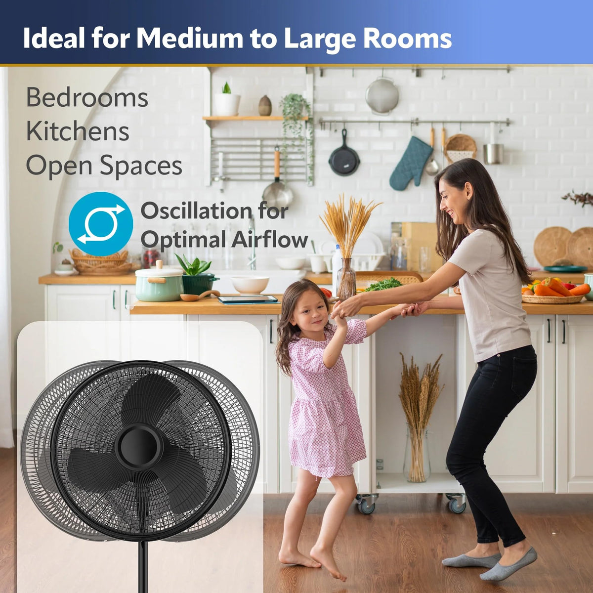 16" Oscillating Adjustable Pedestal Fan I136007