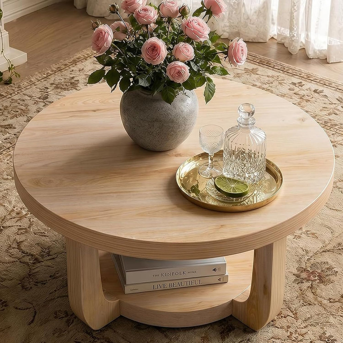Round 2-Tier Coffee Table with Storage S6589