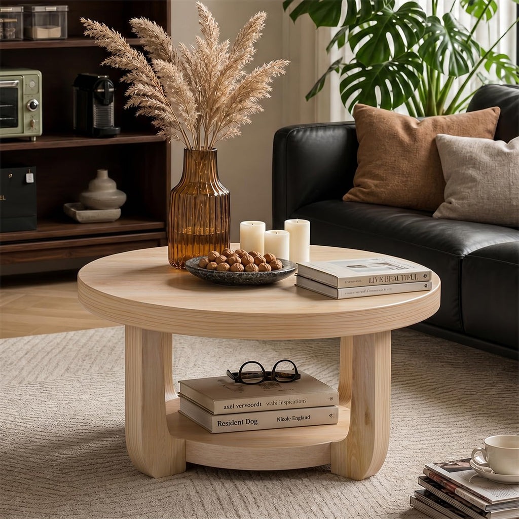 Round 2-Tier Coffee Table with Storage S6589