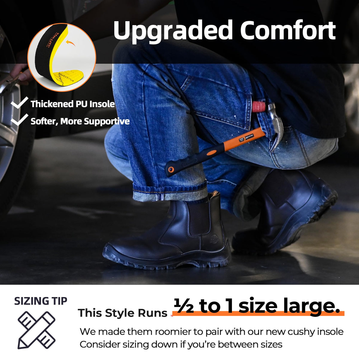 Slip On Steel Toe Waterproof Work Boots W892701
