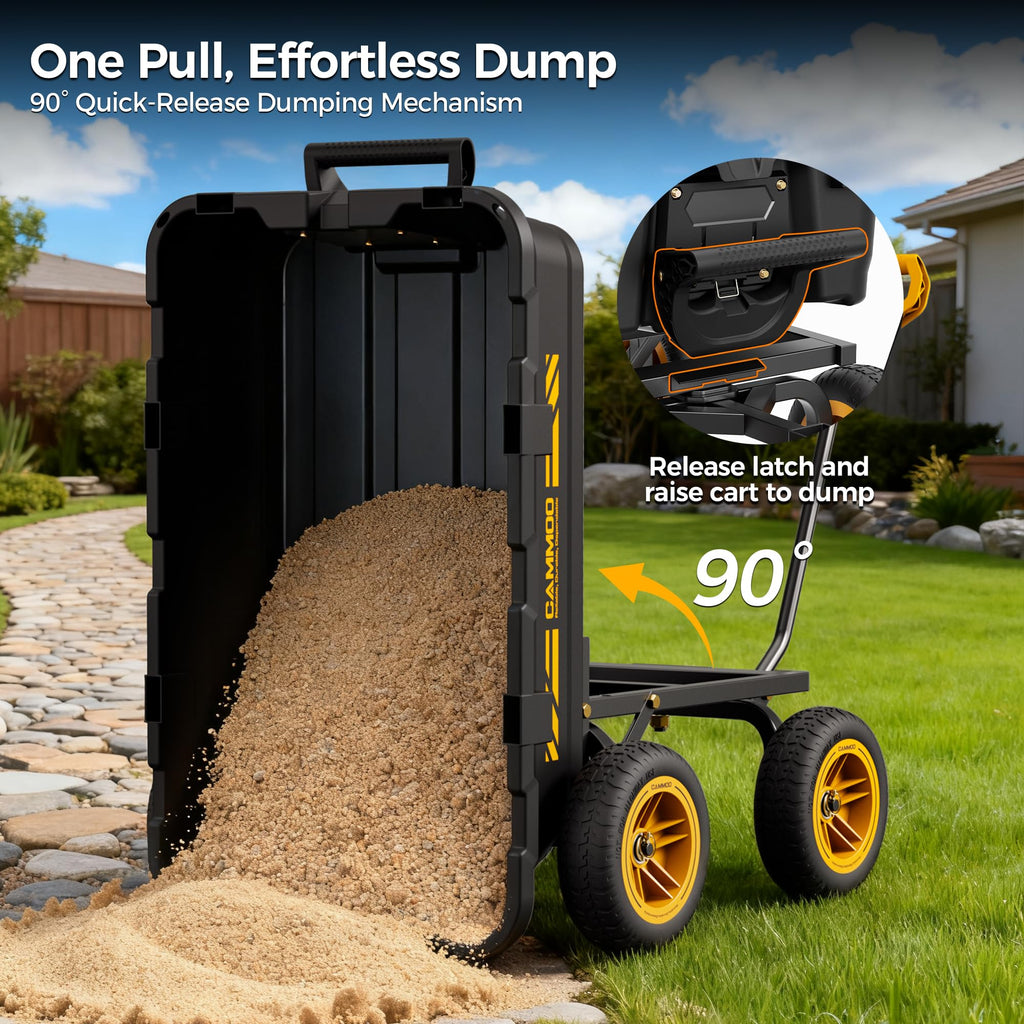 10-in No-Flat Tires Garden Dump Cart Wheelbarrow V794