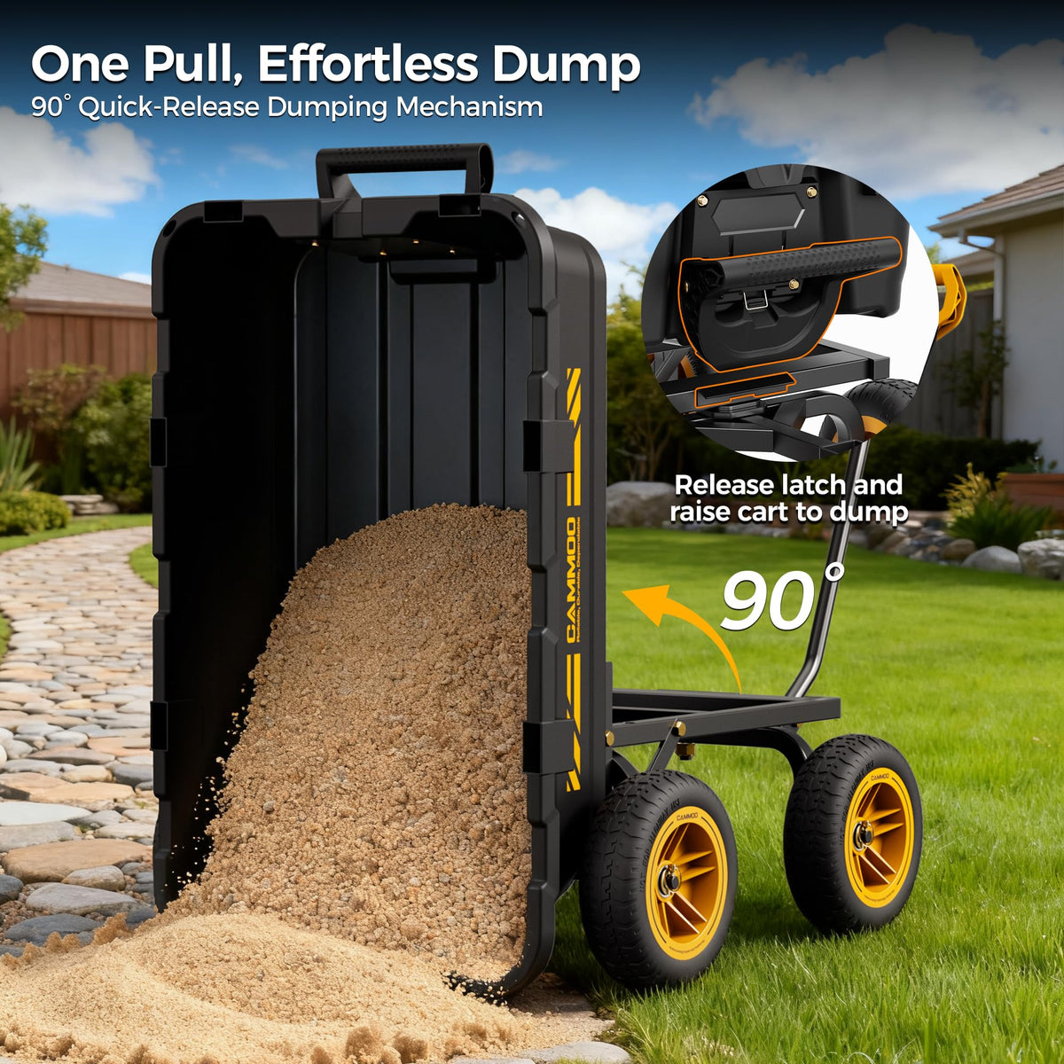 10-in No-Flat Tires Garden Dump Cart Wheelbarrow V794