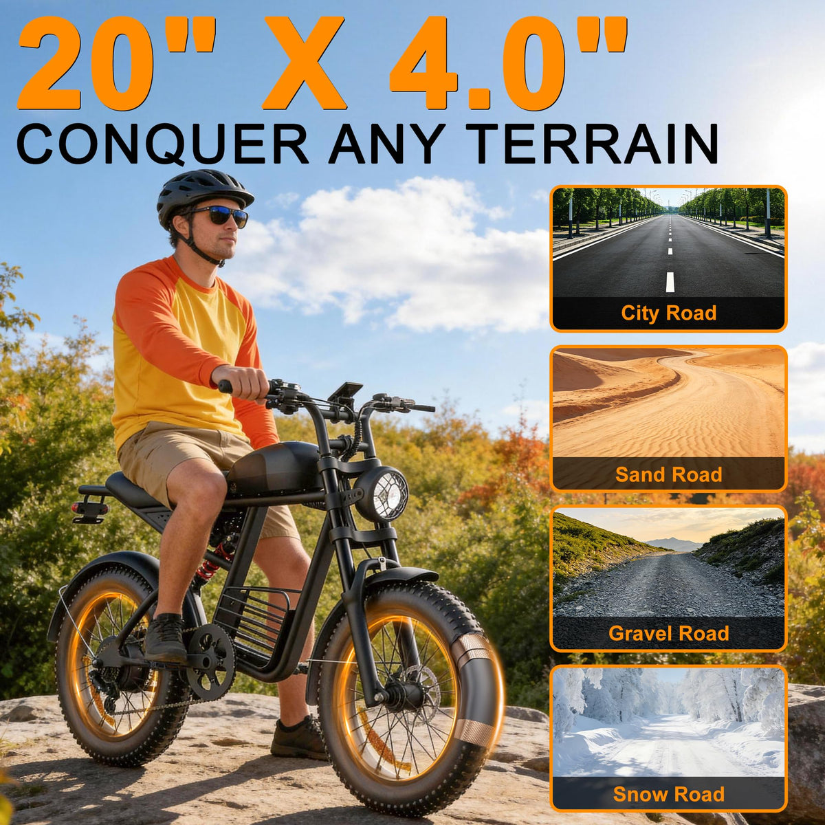 1000W Peak Motor 20" Fat Tire Electric Bike A566345