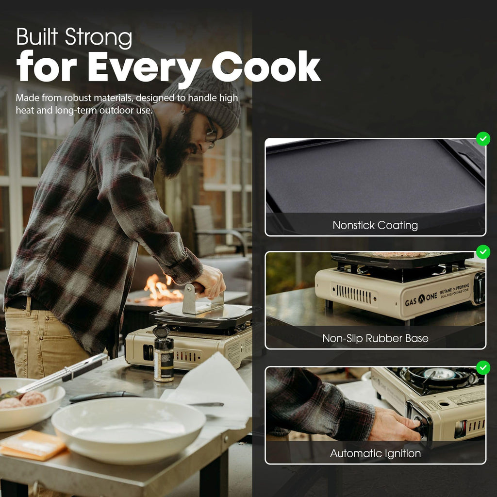 Dual Fuel Propane Butane Gas Stove with Griddle I676426