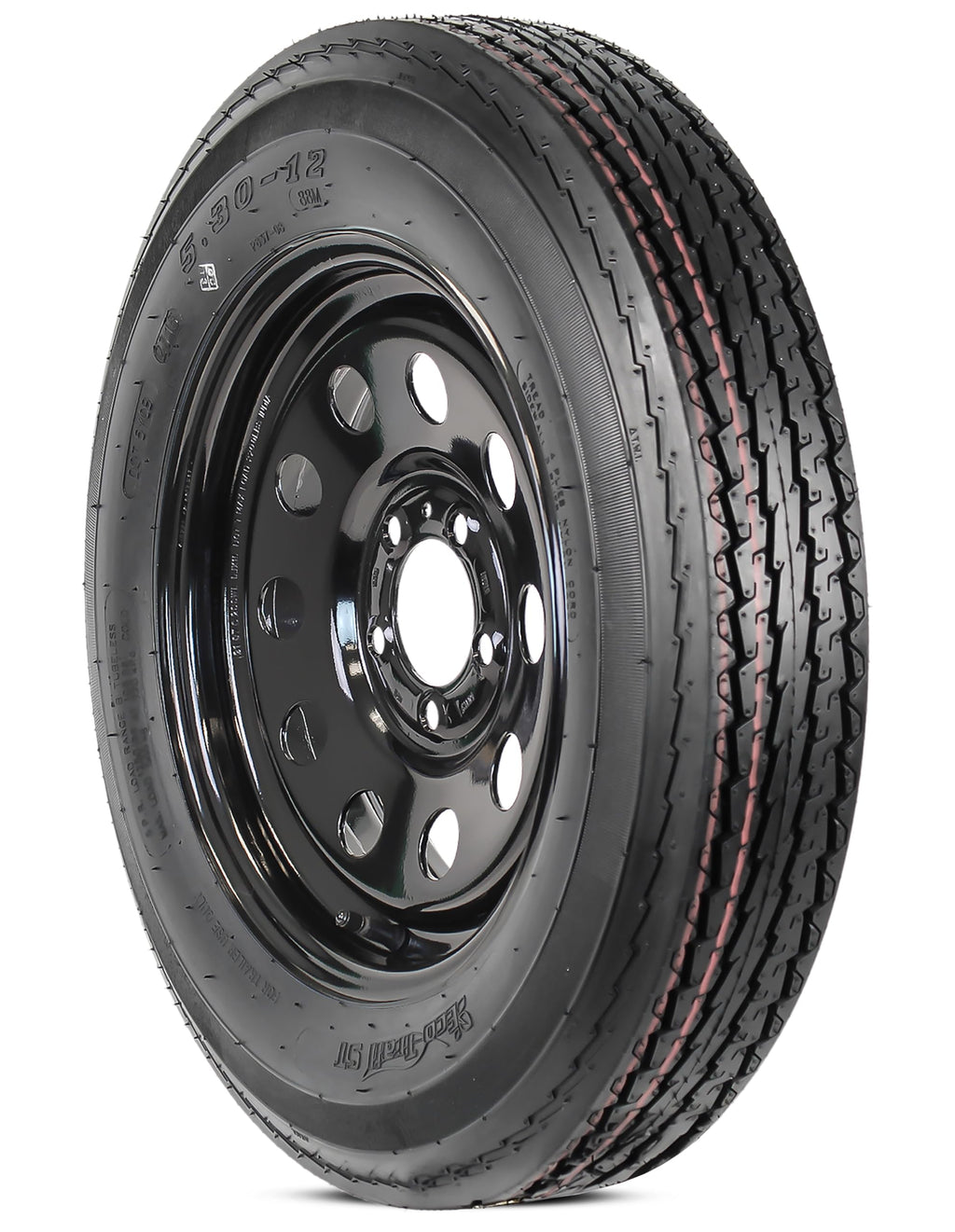 Trailer Tire Rim Assembly 5.30-12 5 Lug Black Wheel O216