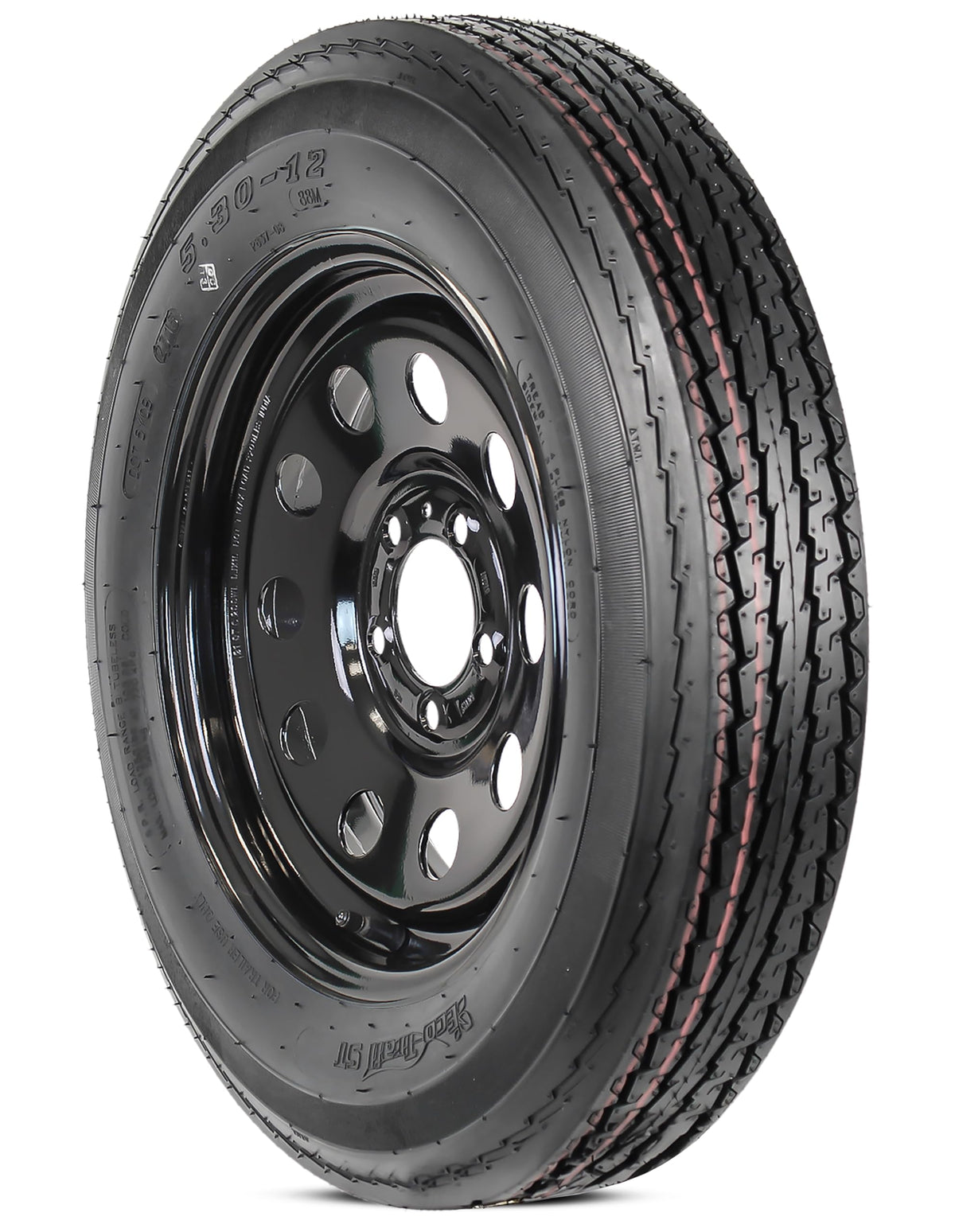 Trailer Tire Rim Assembly 5.30-12 5 Lug Black Wheel O216