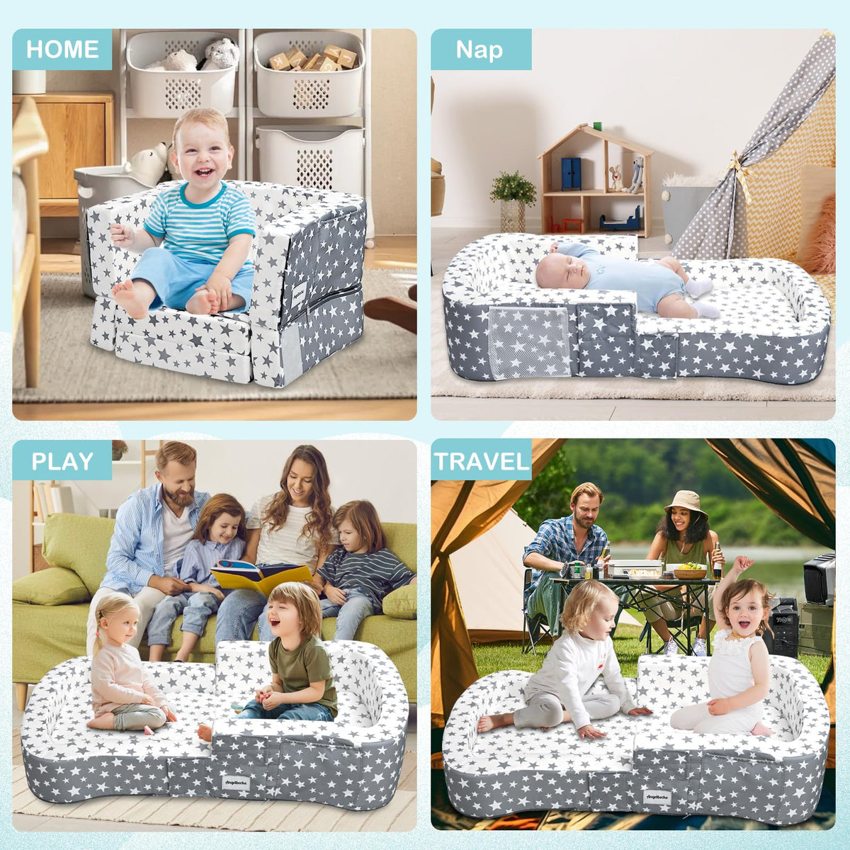Portable Toddler Travel Bed & Chair 2-in-1 N14306