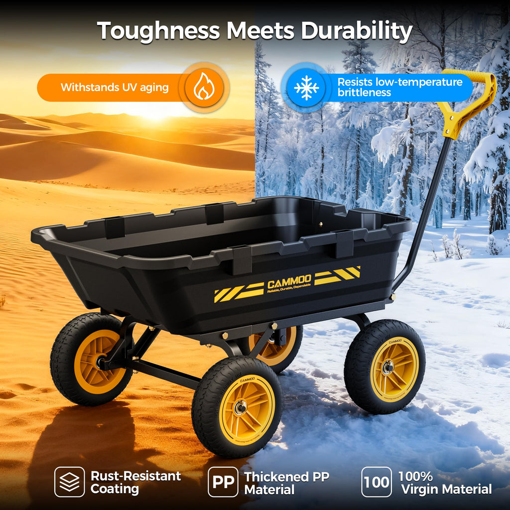 10-in No-Flat Tires Garden Dump Cart Wheelbarrow V794