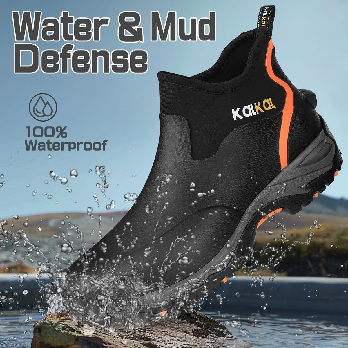Men's Waterproof Insulated Rubber Ankle Boots Y66992