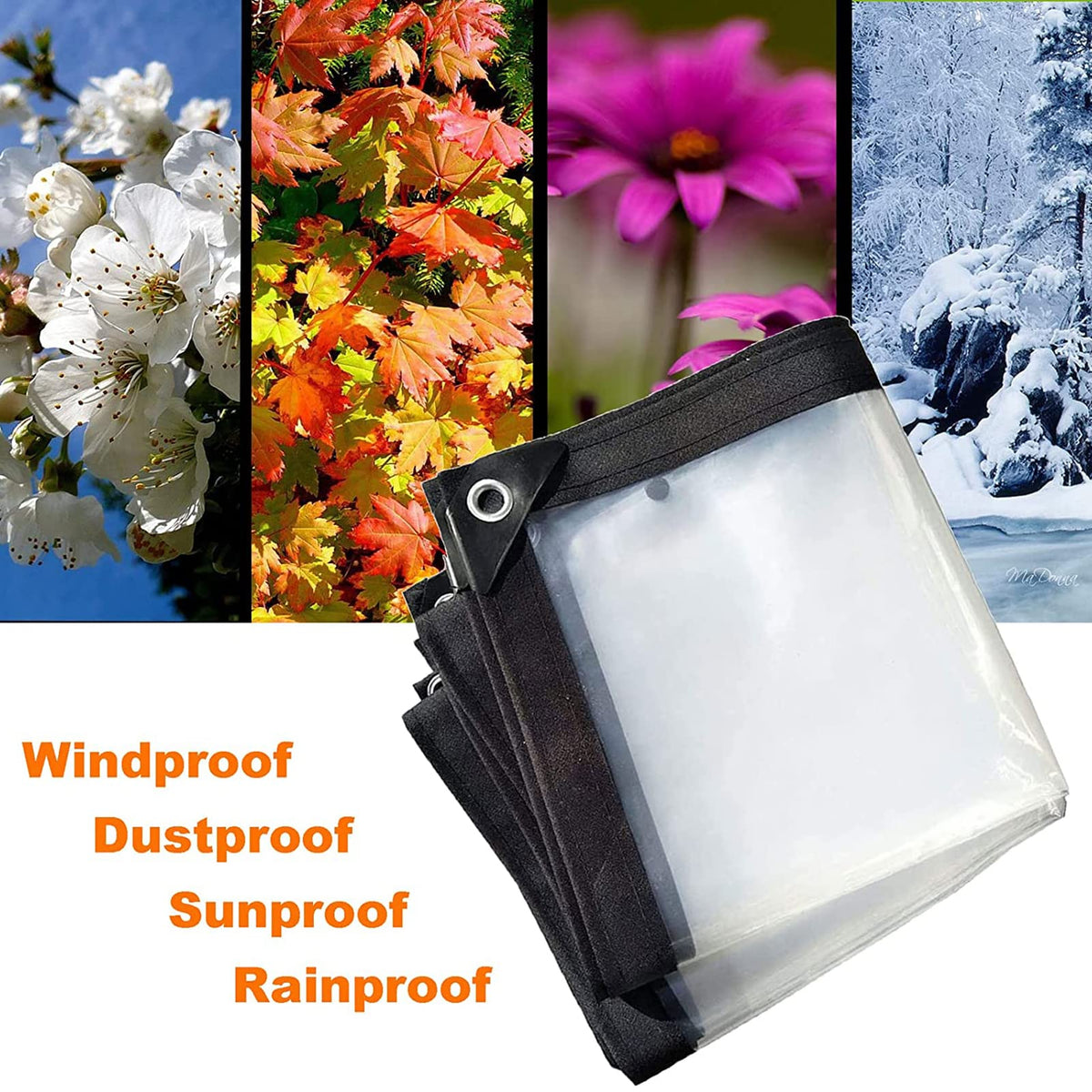 Heavy Duty Waterproof Clear 3x3ft Poly Tarp with Grommets S54256