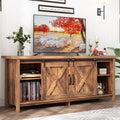 Farmhouse TV Stand with Adjustable Shelves & Sliding Barn Door I561