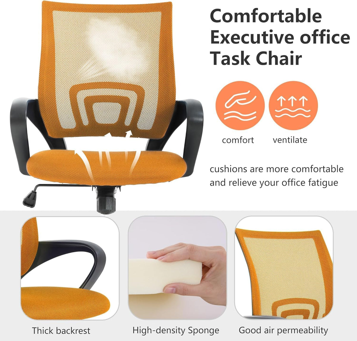 Orange Mesh Mid-Back Office Chair E748244