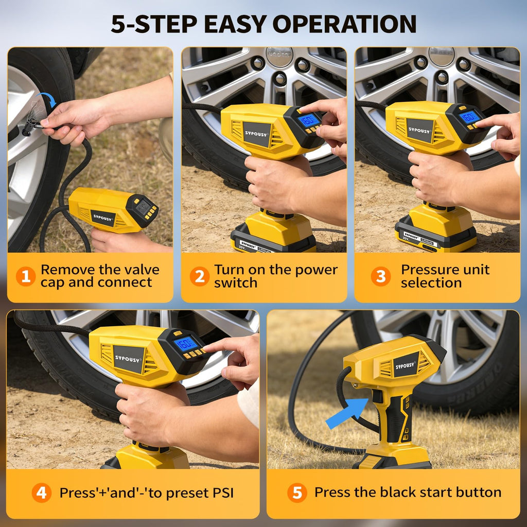 Cordless Tire Inflator Portable Air Compressor 160PSI C4187