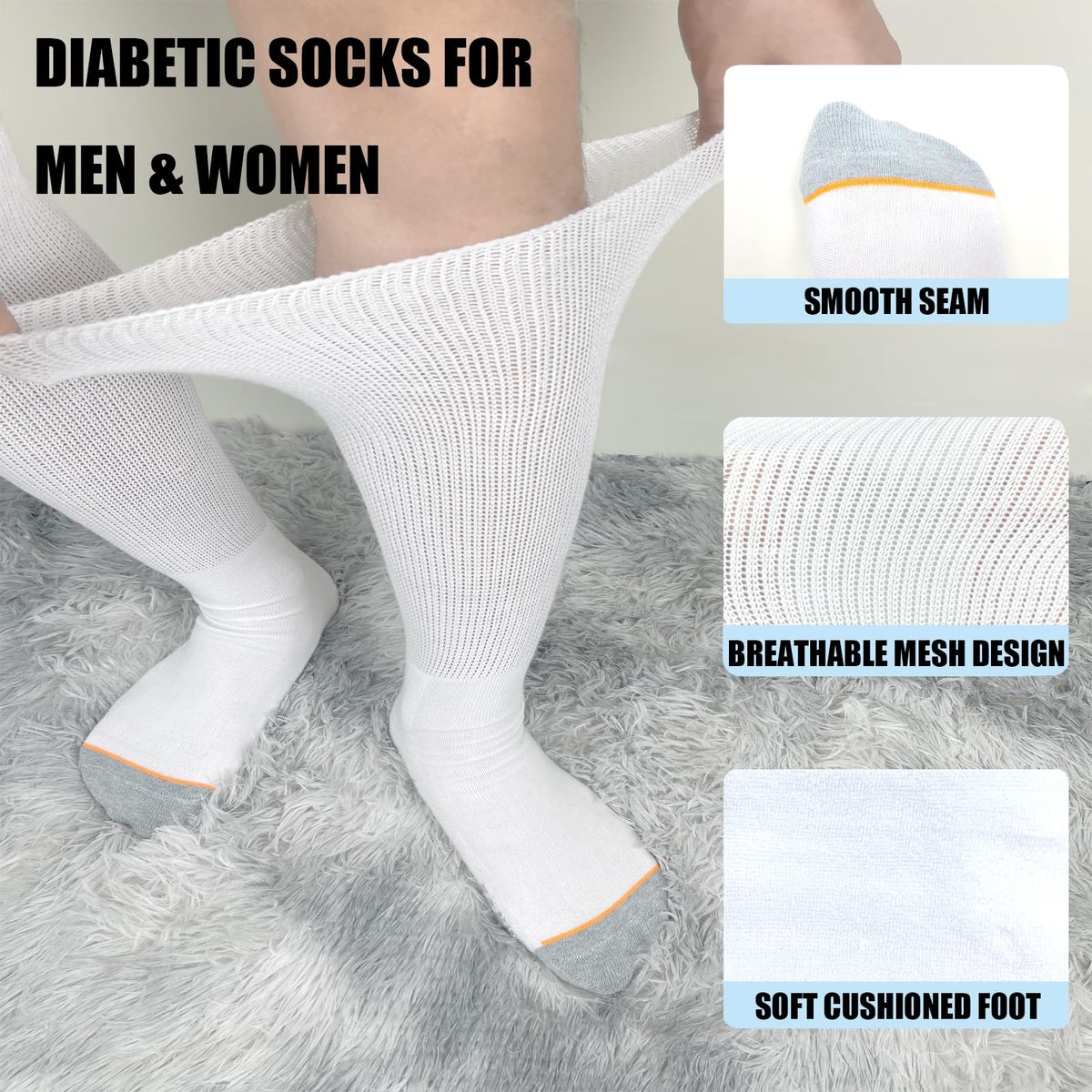 White Walking Boot Socks T246