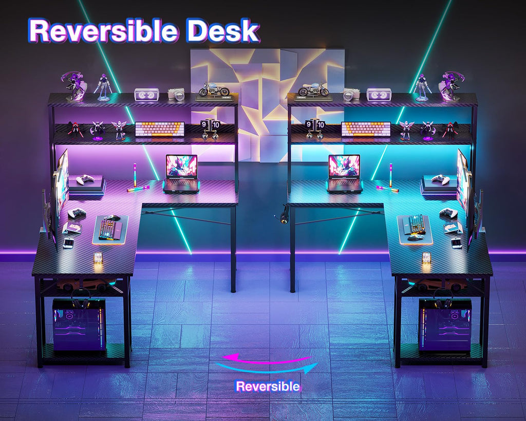 53 Inch L Shaped Gaming Desk with Hutch S576465