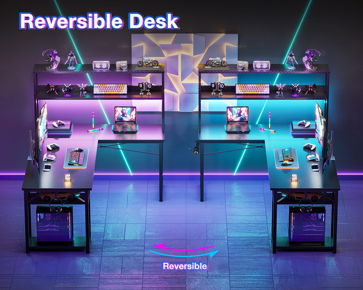 53 Inch L Shaped Gaming Desk with Hutch S576465
