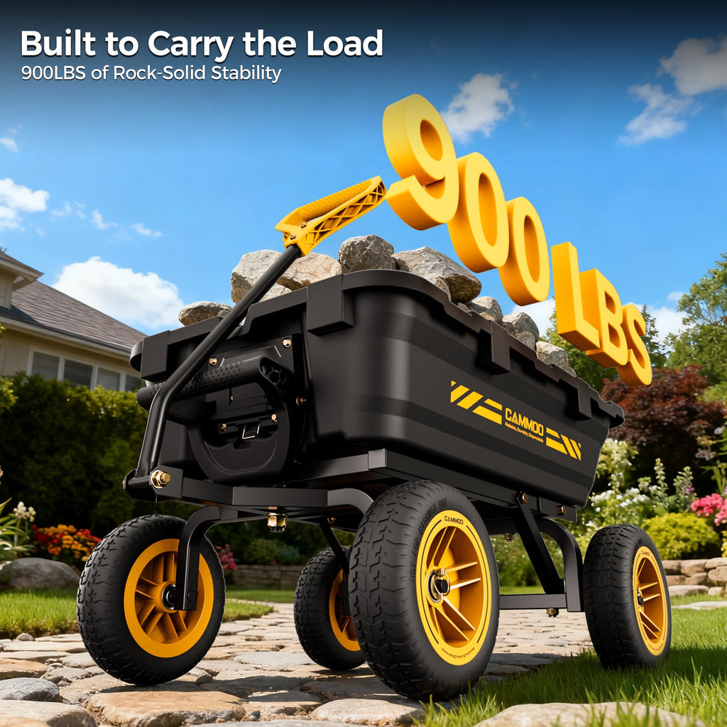 10-in No-Flat Tires Garden Dump Cart Wheelbarrow V794