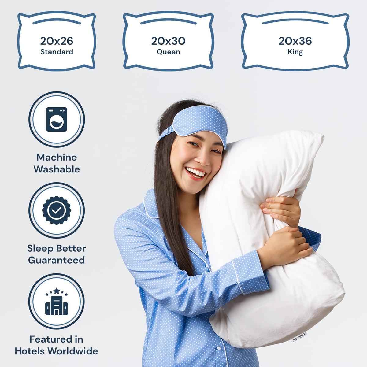 Blue King Size Down Alternative Cotton Pillows 2 Pack M100