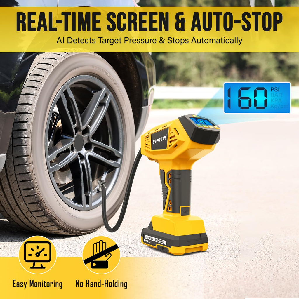 Cordless Tire Inflator Portable Air Compressor 160PSI C4187