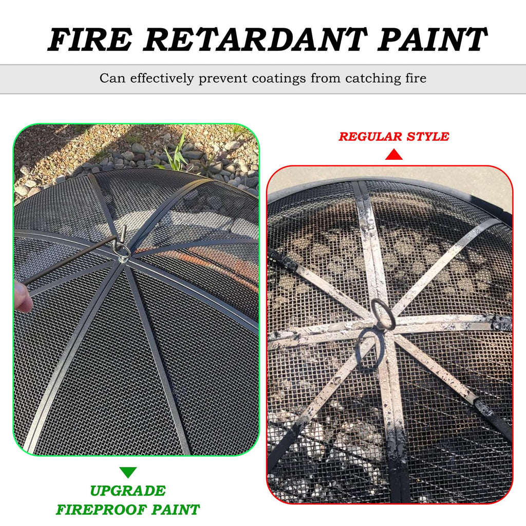 30 Inch Heavy Duty Metal Mesh Fire Pit Spark Screen with Handle & Poker P4155