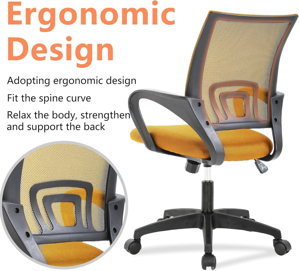 Orange Mesh Mid-Back Office Chair E748244
