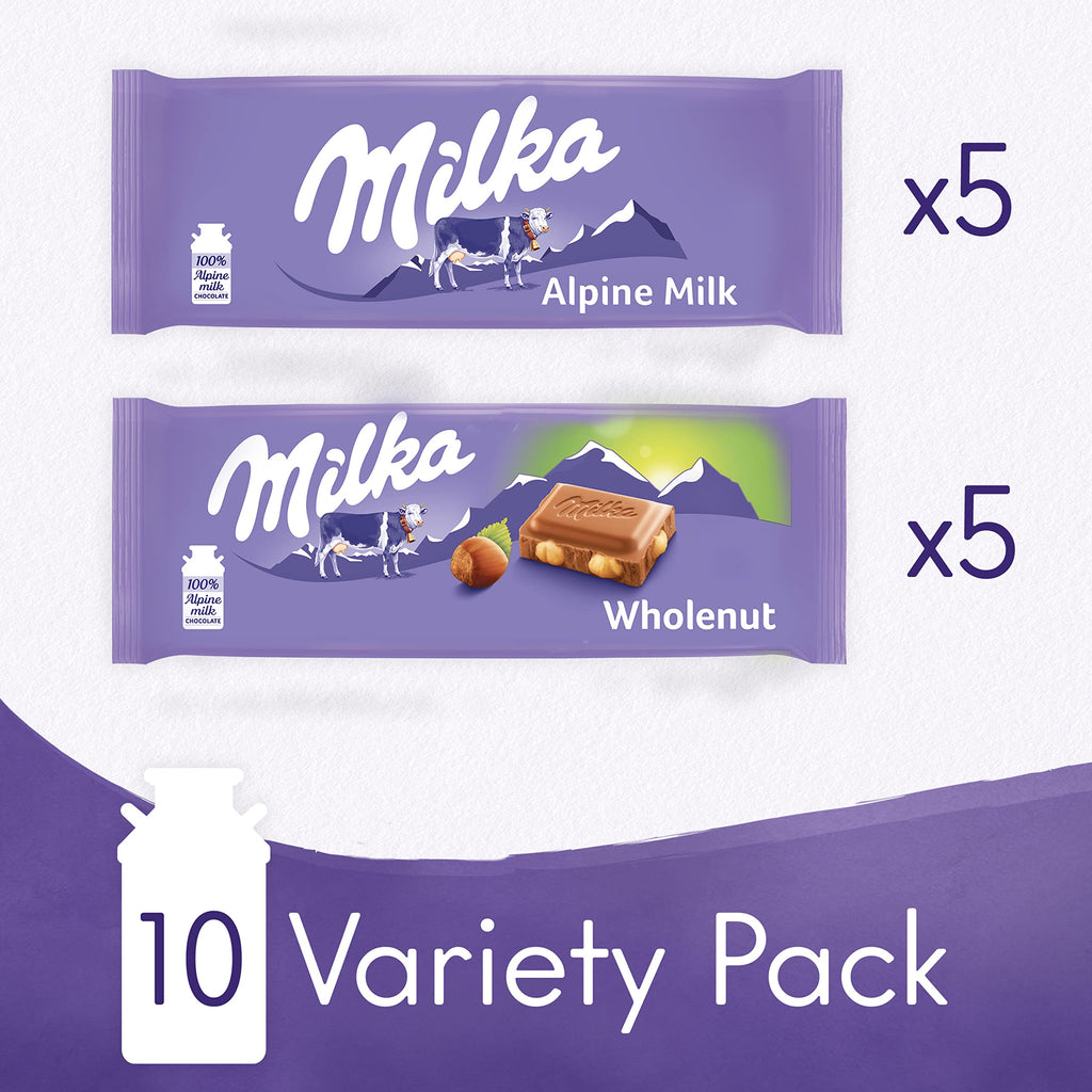Chocolate Bars Variety Pack, Alpine Milk & Hazelnut, 10 - 3.52 oz Bars M2092