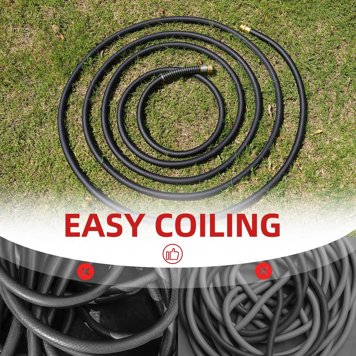 50FT Heavy Duty Rubber Garden Hose E710949