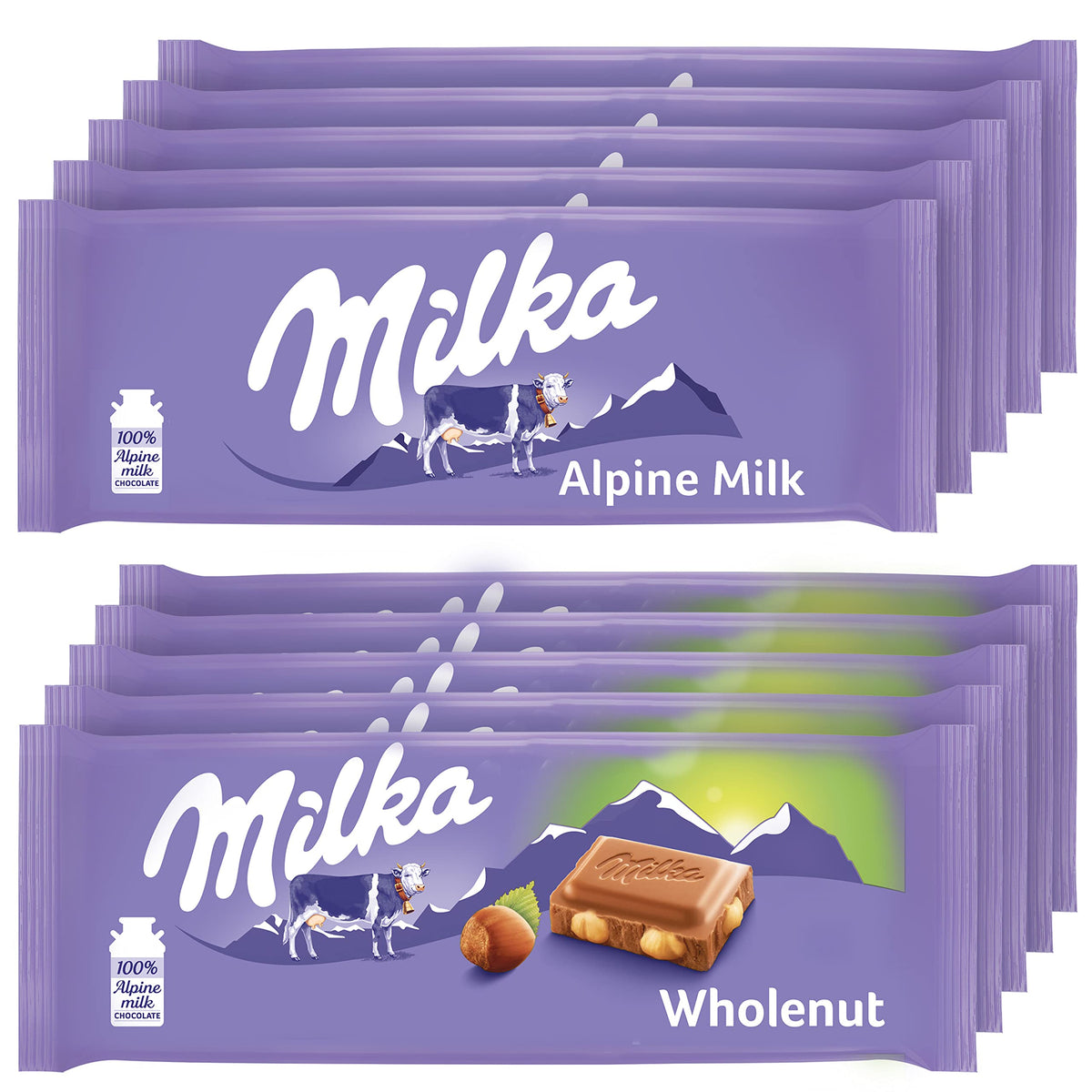 Chocolate Bars Variety Pack, Alpine Milk & Hazelnut, 10 - 3.52 oz Bars M2092